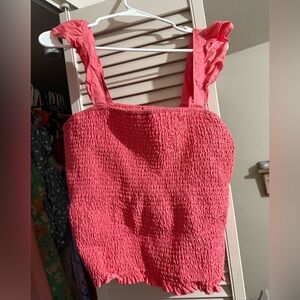 Old Navy Pink Smocked Ruffled Tank Top